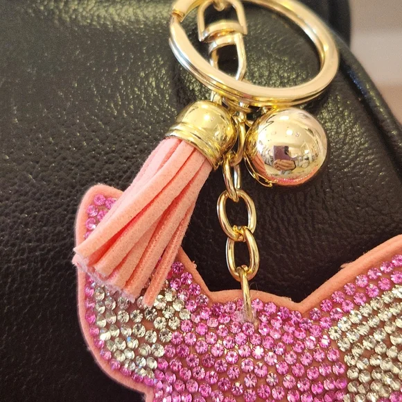 Sparkly Pink Chihuahua Key Fob Key Ring handBag Charm - Picture 3 of 8